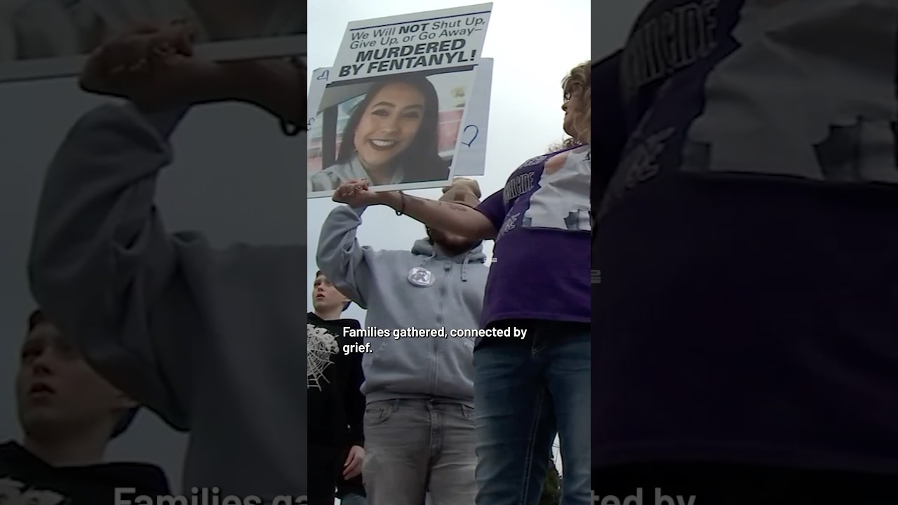 Grieving families gathered along Highway 10 in southwest Portland to raise awareness about fentanyl.