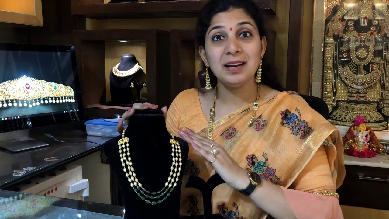 Gold Fancy Pearls Ruby Emerald Maala’s.