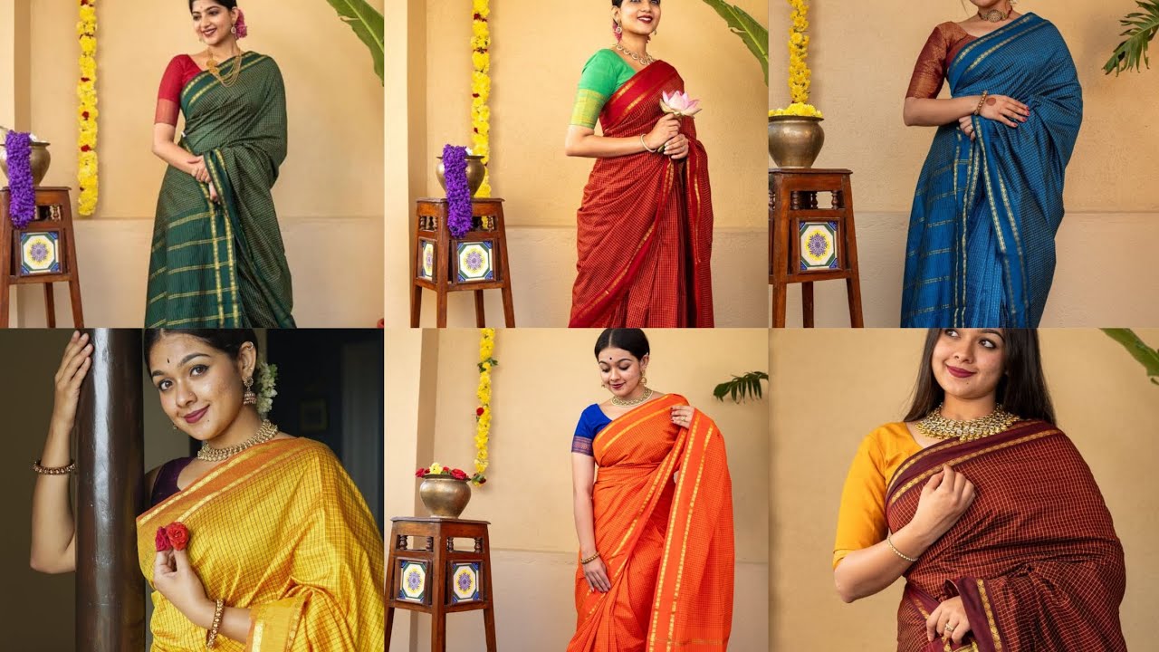 Arani Checked Cotton Sarees | WhatsApp - 8344378186 #checkedsarees #arani #cottonsaree
