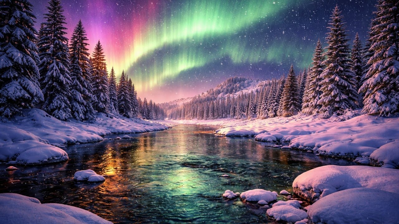 1 Hour of Deep Silence Meditation — 4K Sacred Mountain Under the Aurora