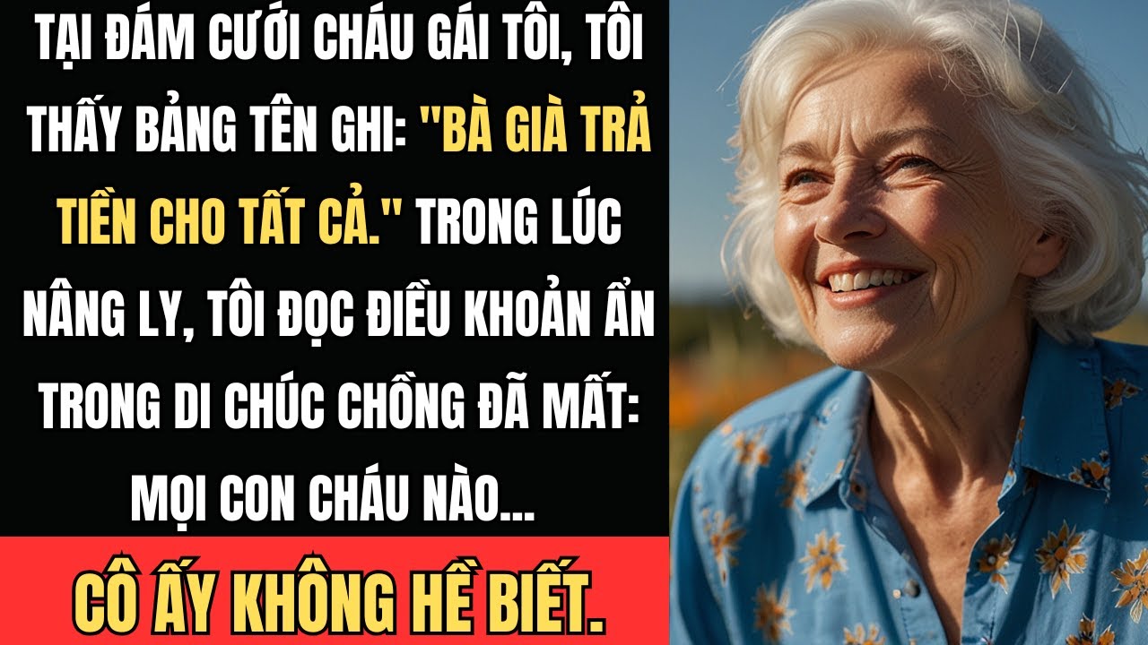 Tại đám cưới cháu gái tôi, tôi thấy bảng tên mình ghi: “Bà già đang trả tiền cho mọi thứ ở đây”