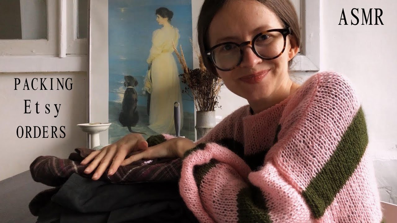 ASMR Упаковка заказов Etsy 🦋 Экологичный модный бизнес 🦋 Чистка, складывание, складки, мягкий гол...