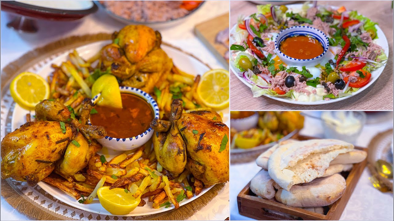 دبارة عشاء مدلل على كيف كيفكم 🍗🍗🍟🍟  فروج محمر صحن تونسي خبز منفوخ 🇹🇳🇹🇳🇹🇳🇹🇳