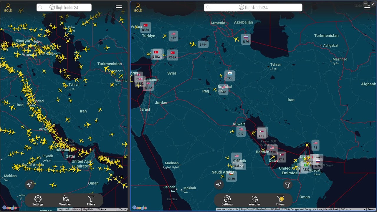 Feb 23 Flight Radar | Real-Time Air Traffic | Live | IRAN