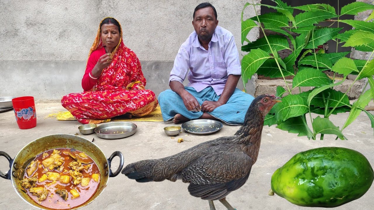 How to cook desi CHICKEN CURRY with Papaya|Flat beans recipe with Neem leaves for parents