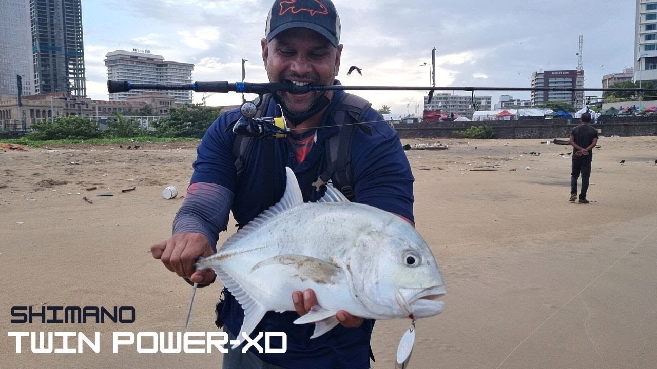 SURF FISHING WITH SHIMANO TWIN POWER XD - CENTURY WEAPON JR | SHORE GT TREVALLY - SRI LANKA