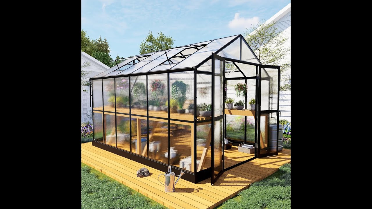 8x12 polycarbonate greenhouse installation video YPG204