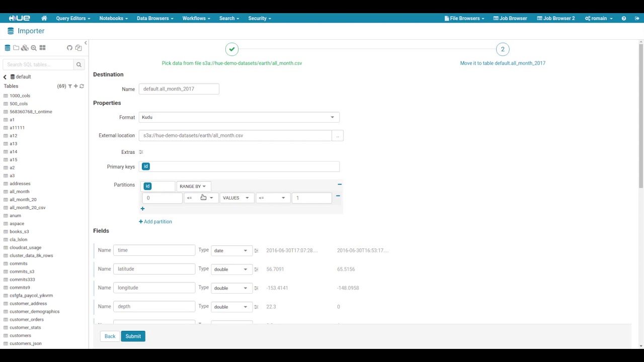Hadoop Tutorial - Create a table in Hue