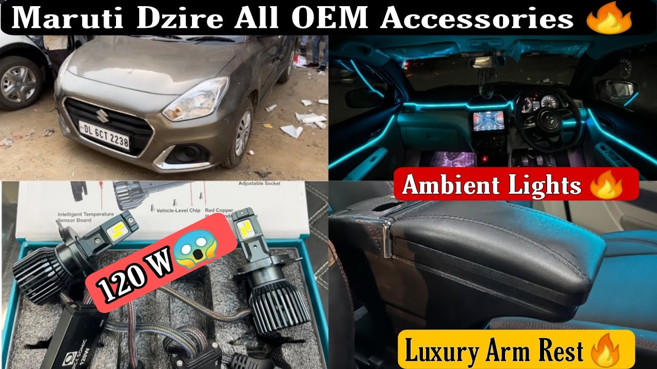 Maruti Dzire 2023 Modification!Dzire Premium Seat Covers! IPH Projector With 120￼W LED,Ambient light