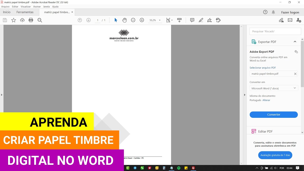CRIAR PAPEL TIMBRADO NO WORD