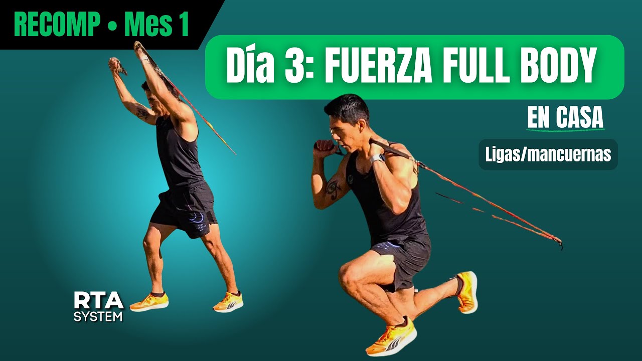 Fuerza Full Body en Casa (Día 3/5) | RECOMP Mes 1 | Ligas o Mancuernas
