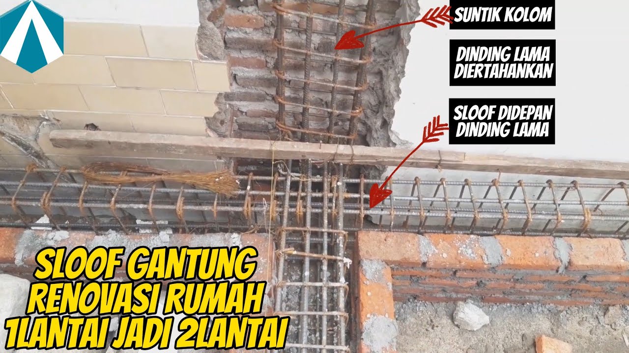 Pekerjaan suntik sloof gantung untuk renovasi rumah tinggal 2 lantai