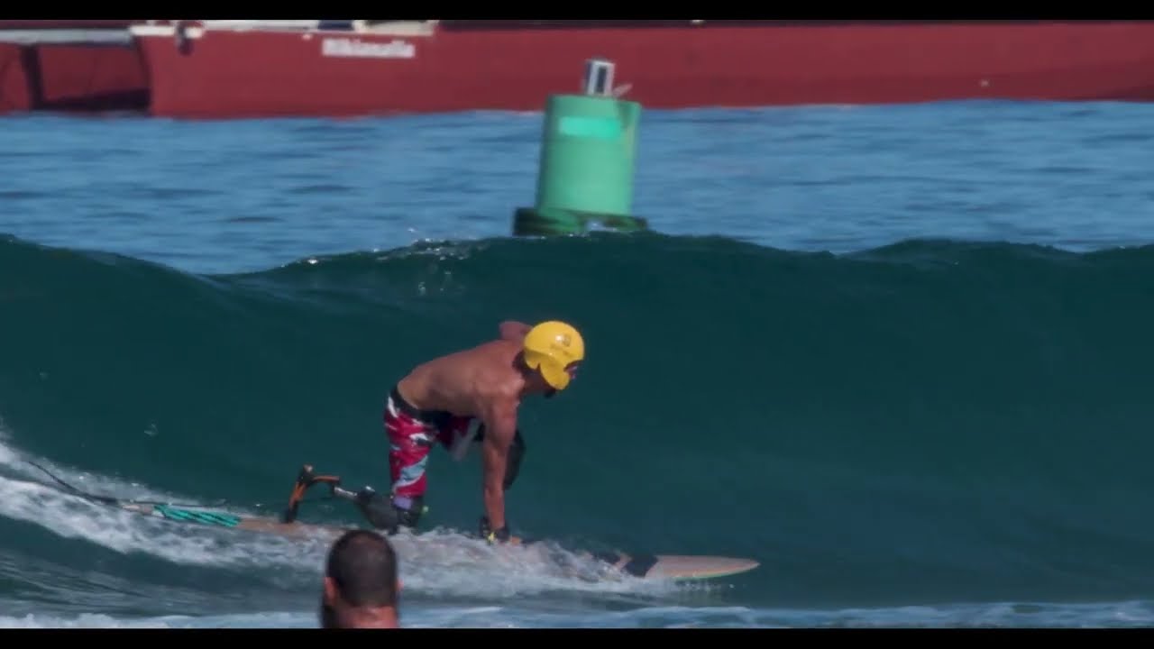 AMAZING -Triple amputee Josh Bogle Surfing and standing up!!!