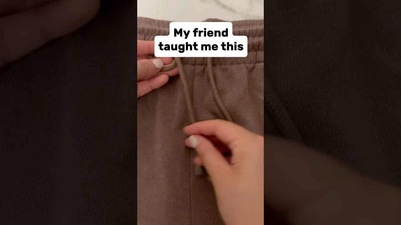 How to tie strings 🪢 Easy hack for sweatpants, hoodies & kids&rsquo; clothes! #MomHack #LifeHack #Shorts