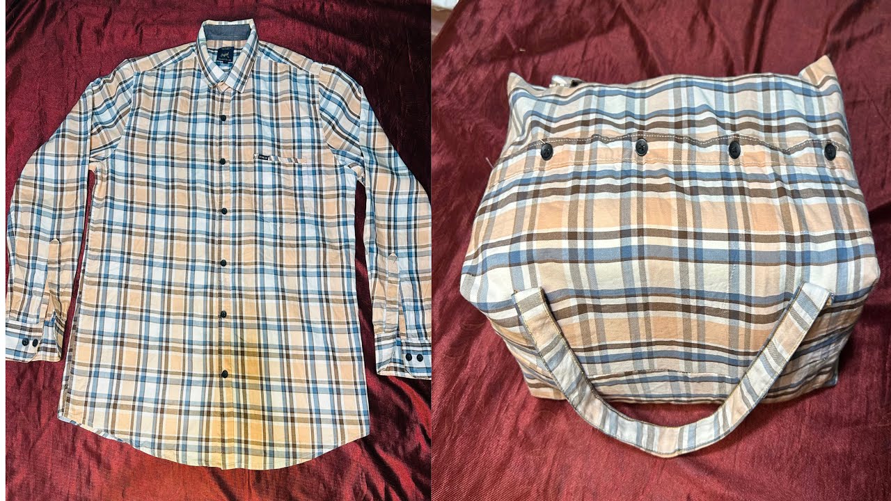 Old Shirt Reuse Idea 👜 no zip No Foam || Convert Old Shirt Into Cloth Storage Bag ||👜