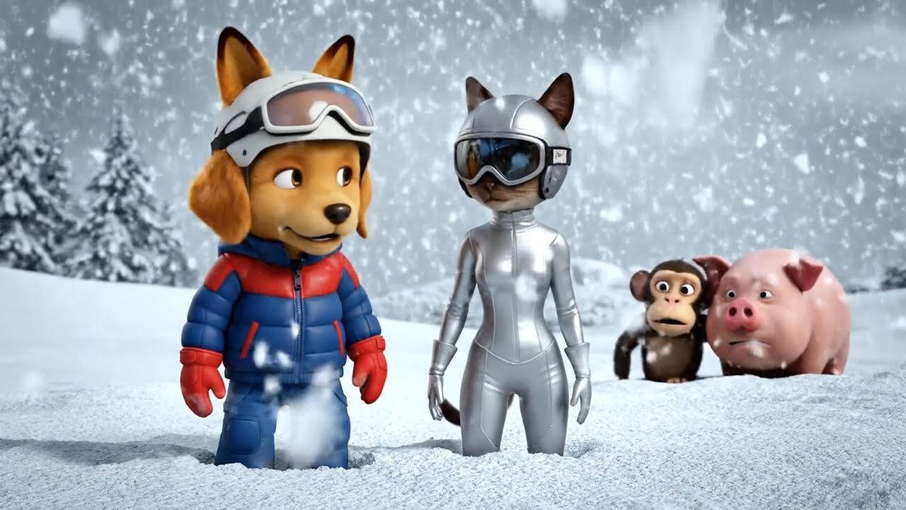 How to Create Your Own Funny Cartoon: Simple Steps for Beginners - The puppy went skiing.