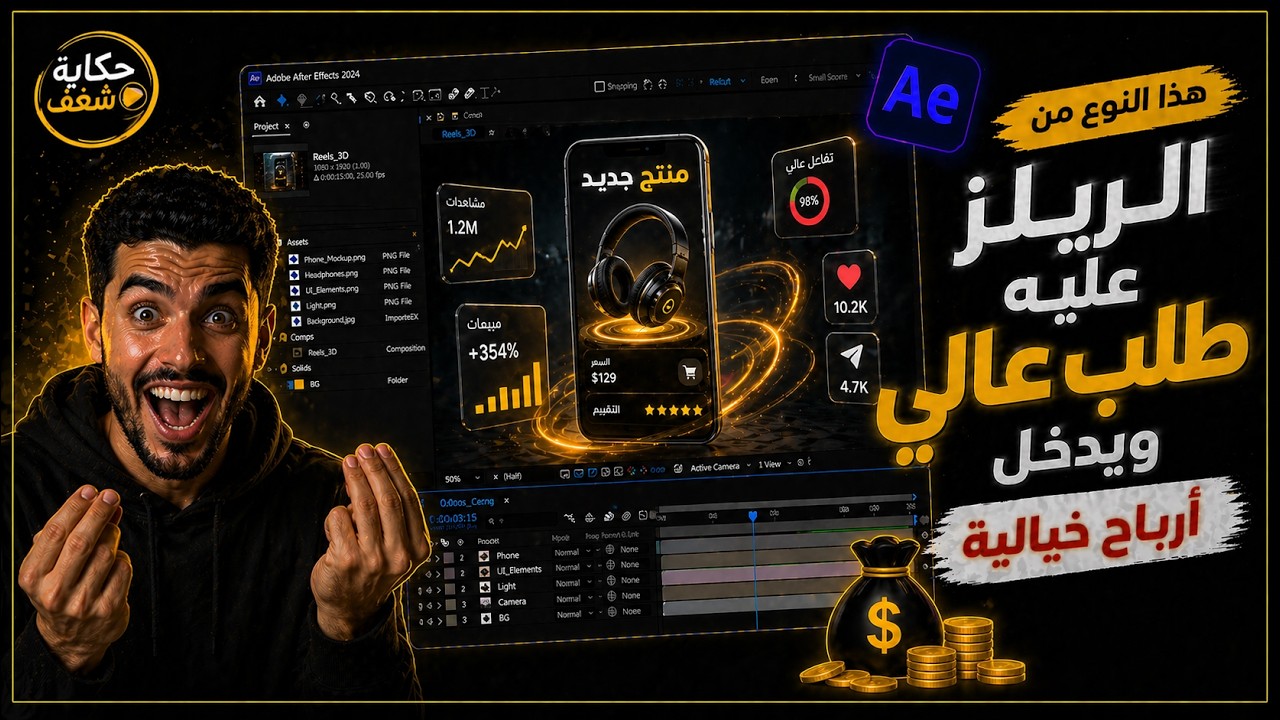 كيف تعمل مونتاج الريلز التريند | 3D VIRAL REELS | في افترافكت