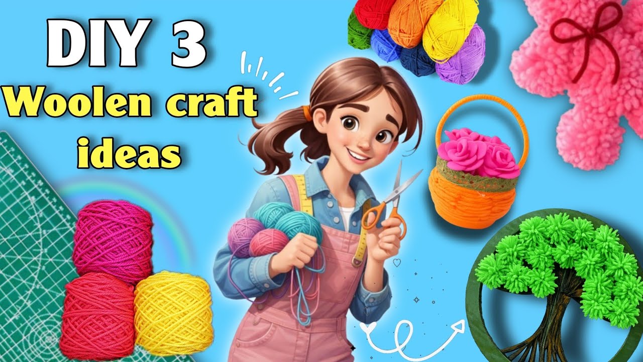 3 Easy and Beautiful Craft ideas💡 DIY *WOOLEN* Craft Ideas 🧶Wall Hanging craft ideas | Art and craft