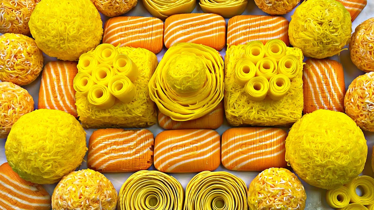 Yellow set.Very satisfying video ASMR.Cutting soap.