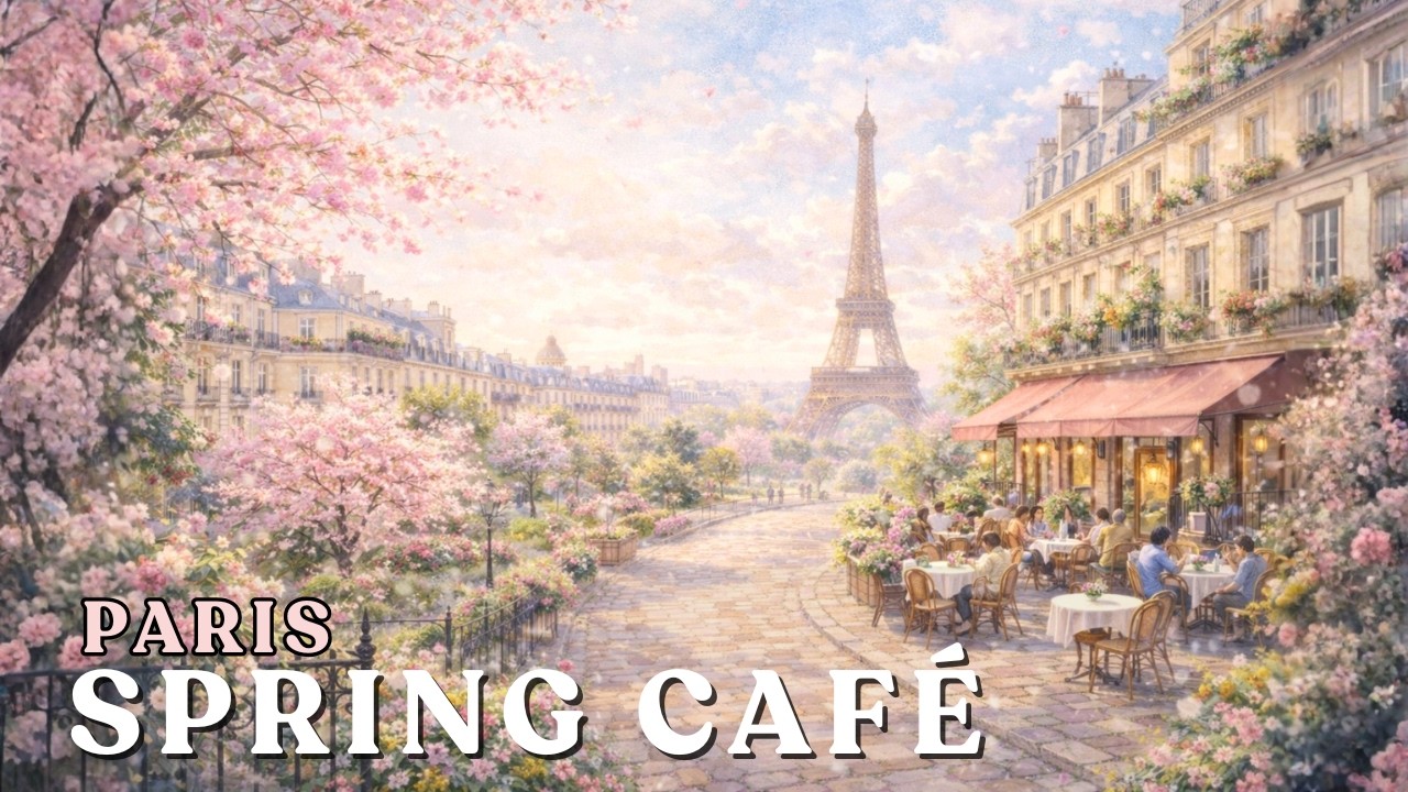 Paris Spring Cafe 🌸 French Instrumental Music — Coffee Shop Ambience | Study, Work & Relax