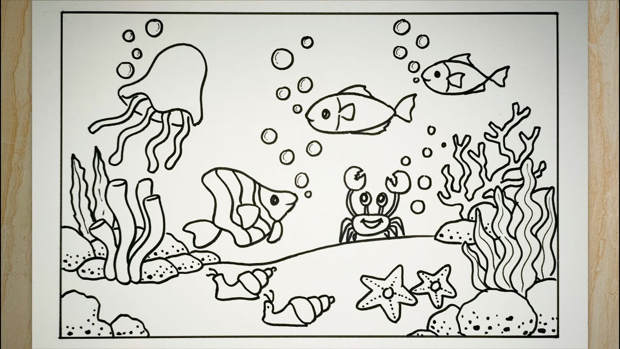 Cara menggambar pemandangan bawah laut yang mudah