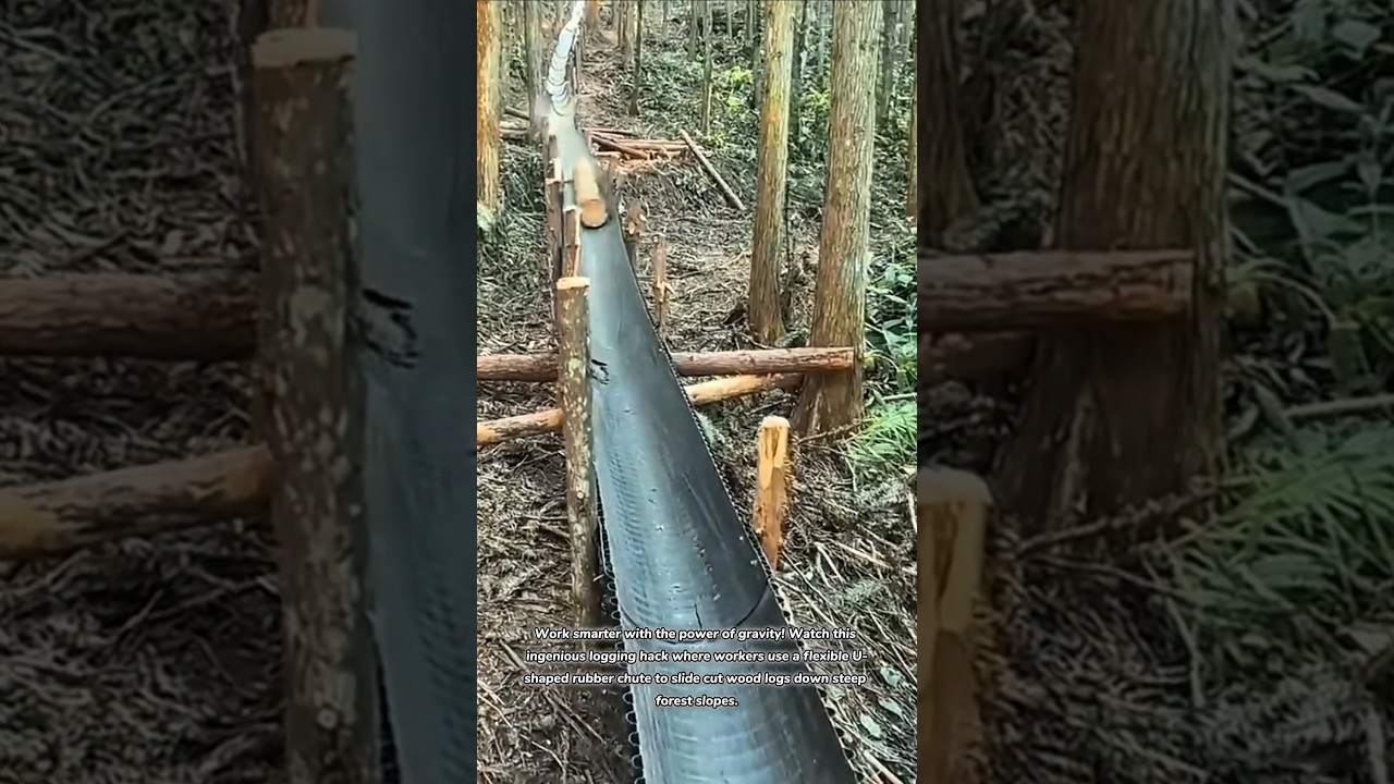 Gravity-Fed Logging! 🪵⚡ The Fastest Way to Move Timber #genius #woodworking #worksmart #diy #how