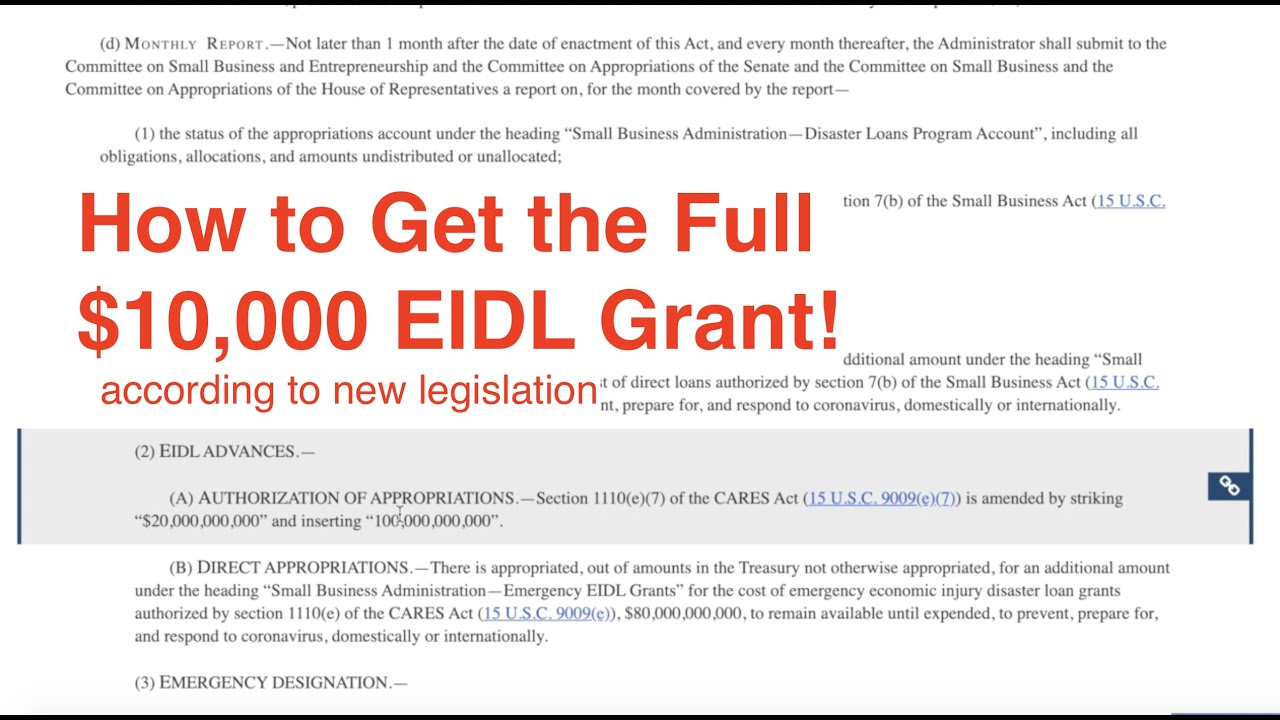 Here's How to Get the Full $10,000 EIDL Grant According to the New Legislation