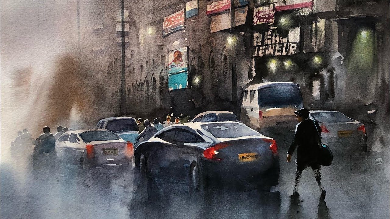 How To Paint A Vibrant City In Watercolour.