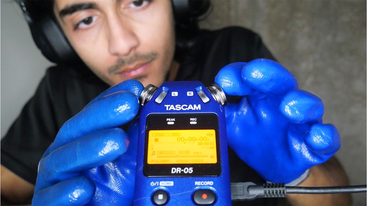 asmr tascam cleaning ear to ear + mic touching