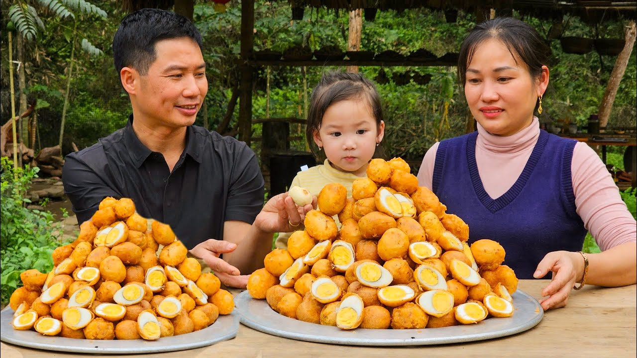 EGG BONDA: Traditional fried egg production process - go to market sell | Ly Phuc An