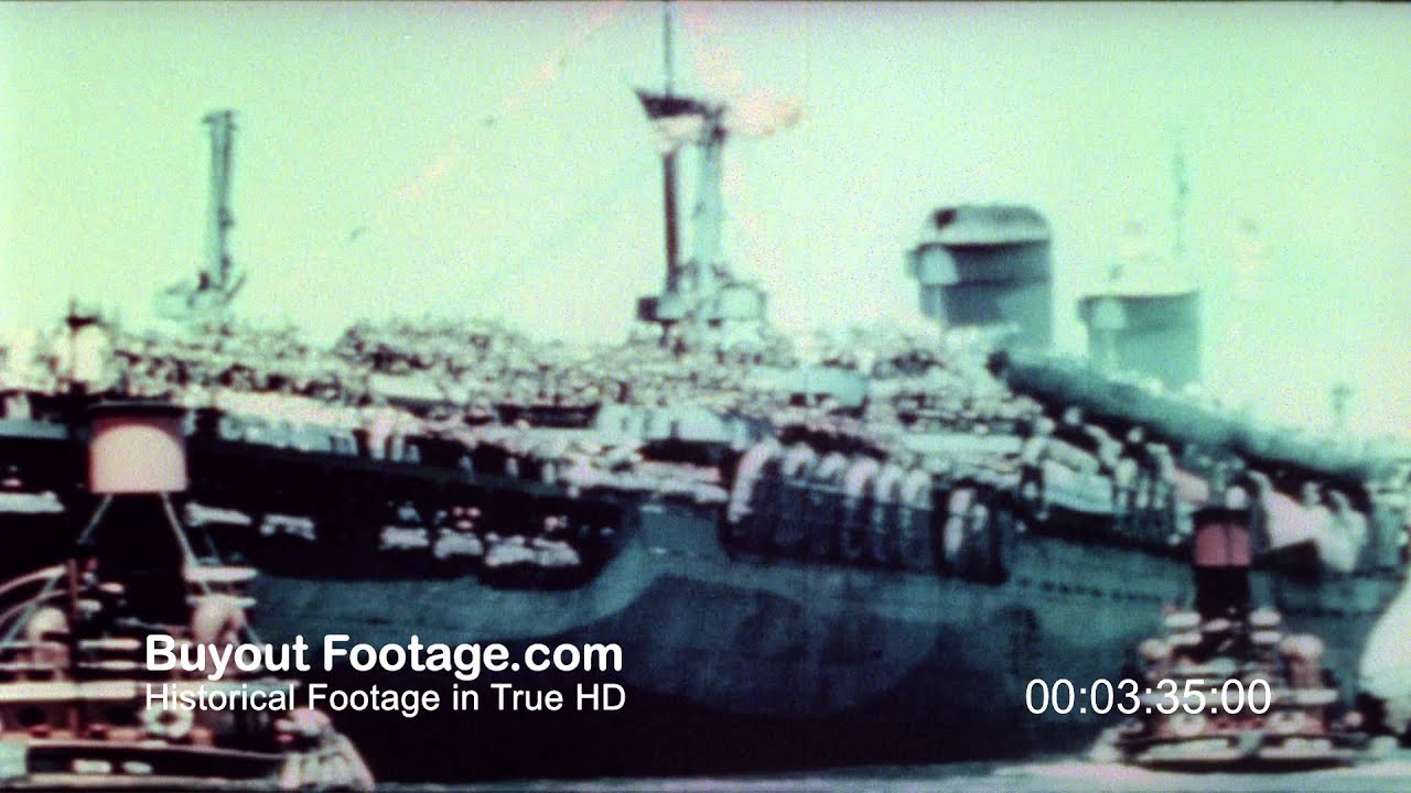 HD Stock Footage WWII Troops Homecoming End of War Color