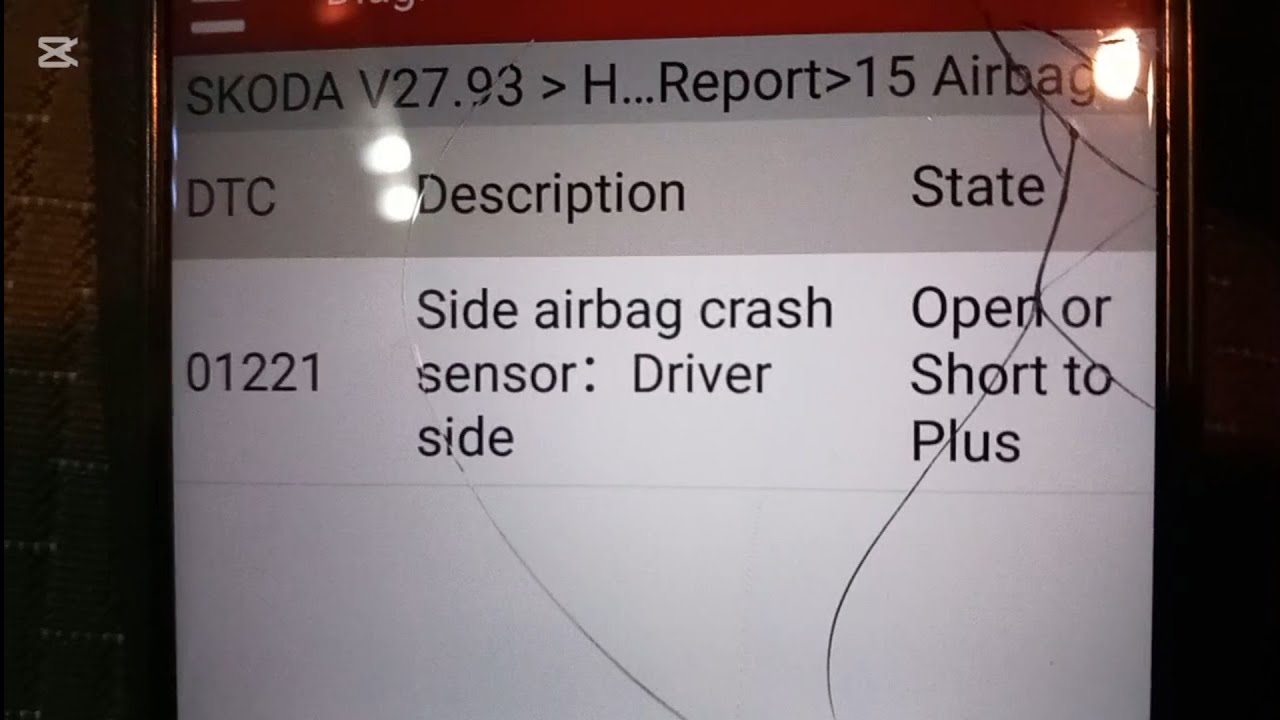 &Scaron;koda Superb 2009.Airbag light on.Driver side crash sensor. 01221.