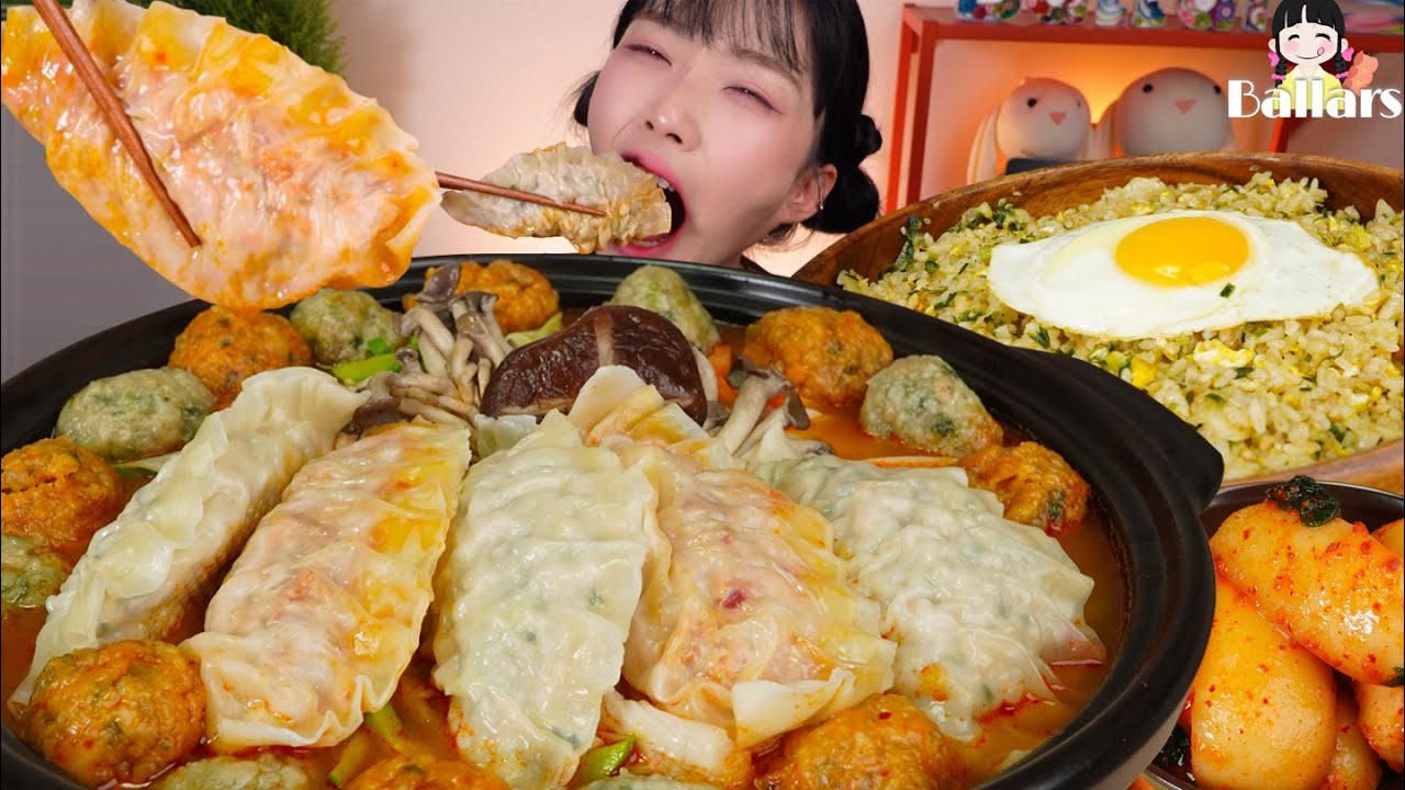 Mukbang:) 🥟Dumpling Hot Pot & Dumpling fried rice ☆ Big Bites :: ASMR :: Eatingshow ☆