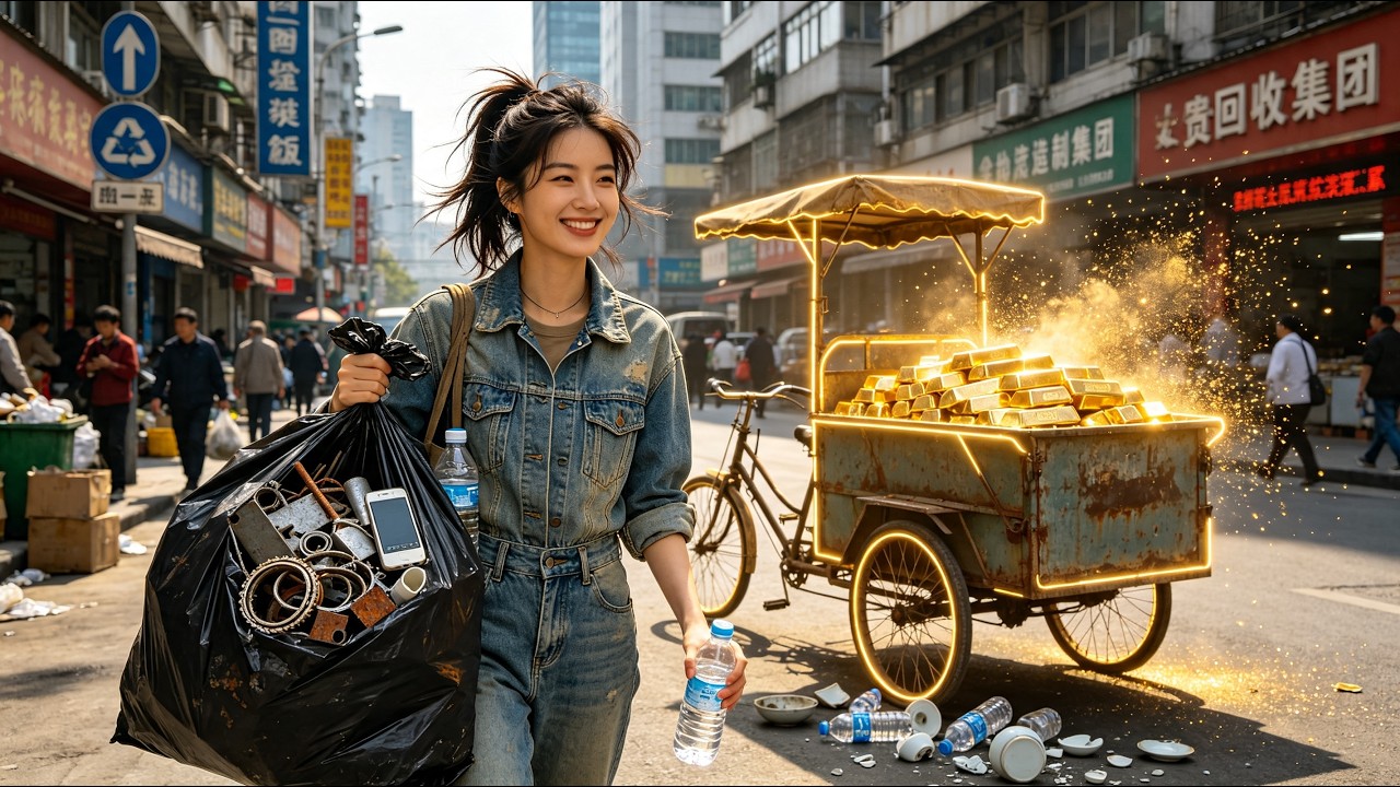 Broken jade to emerald, dead phones reborn!Women's divine tricycle turns trash to treasure,gets rich