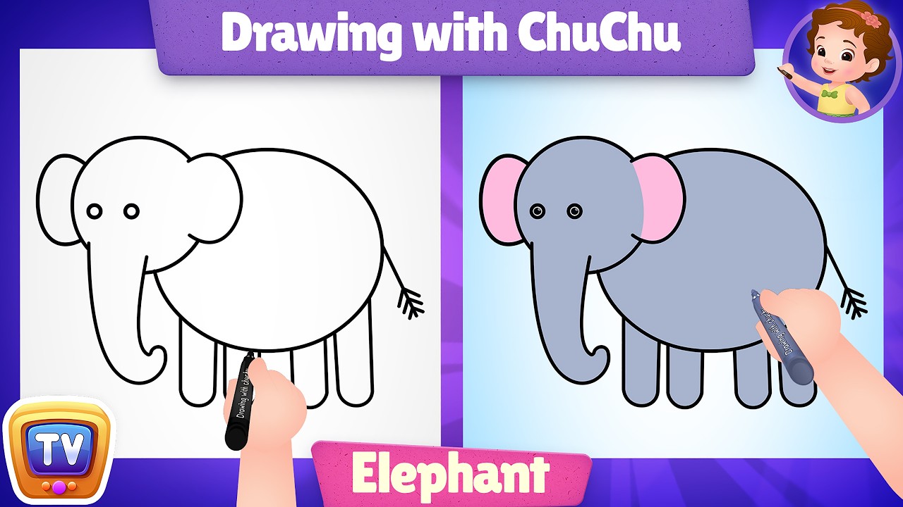 How to Draw an Elephant Step by Step? - Drawing with ChuChu - ChuChu TV Drawing Lessons for Kids