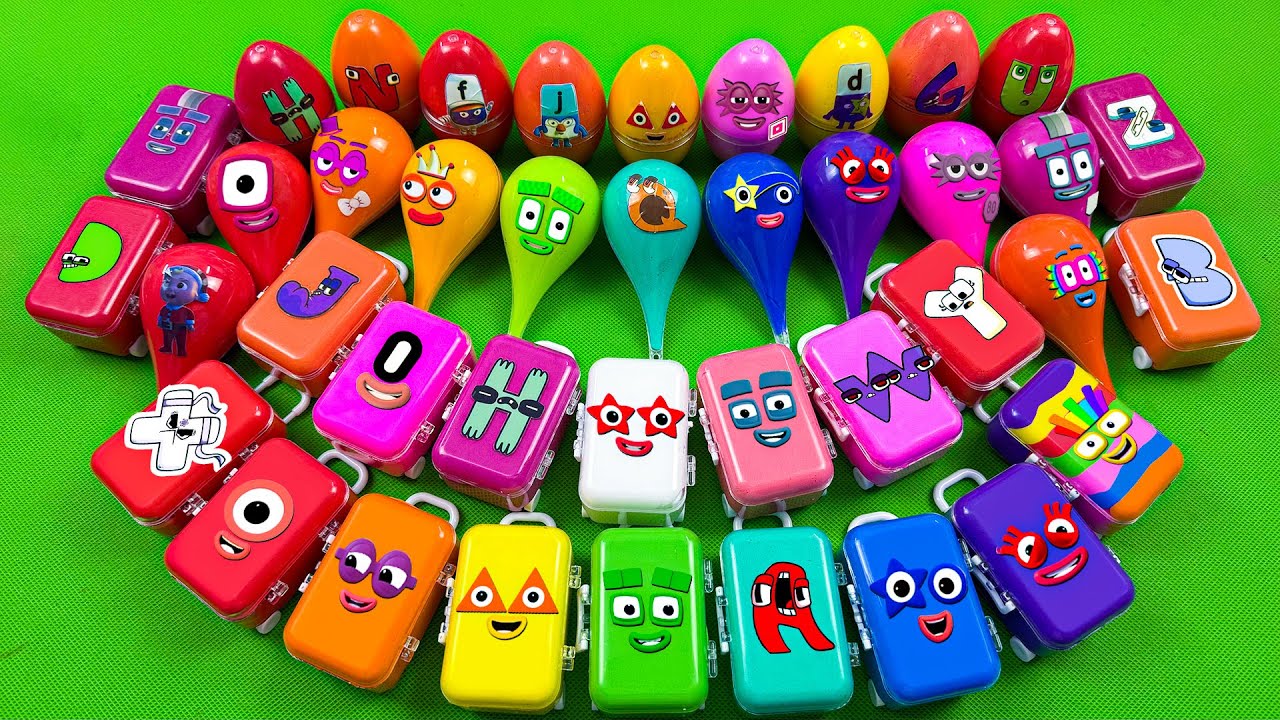 Numberblocks Mixing ASMR 🦖 Finding Hidden Slime Clay in Glitter Suitcase, Drops🌈 Satisfying Slime