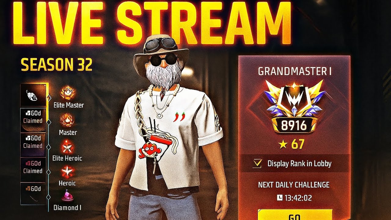 Live Free Fire New Season Cs Rank Push Top 1 Grandmaster 🔥!!| #freefirelive #shortslive #shortsfeeds