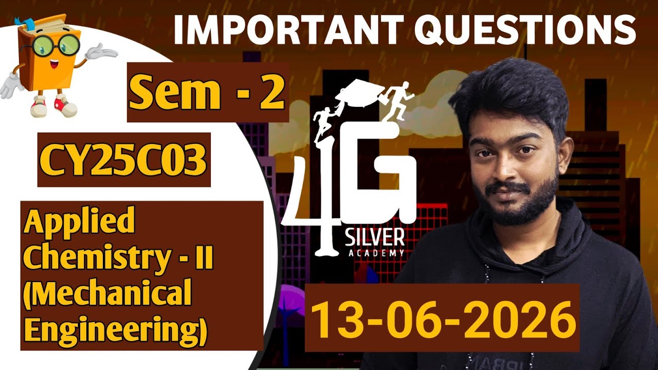 Applied Chemistry - II (Mechanical Engineering) Important Questions Sem 2 13/06/2026 Exam