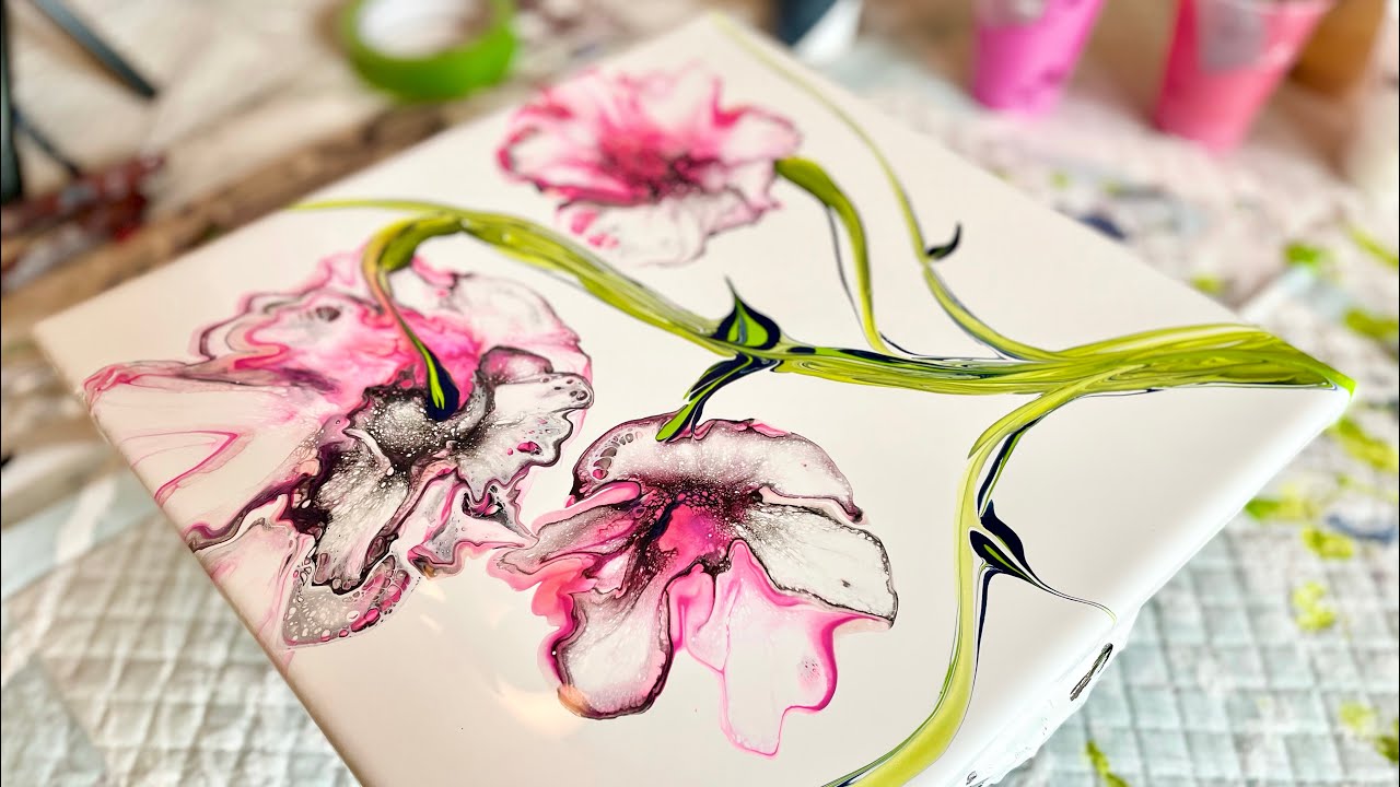 Beautiful Blown out Flowers: Acrylic Pouring Flowers Technique - #27
