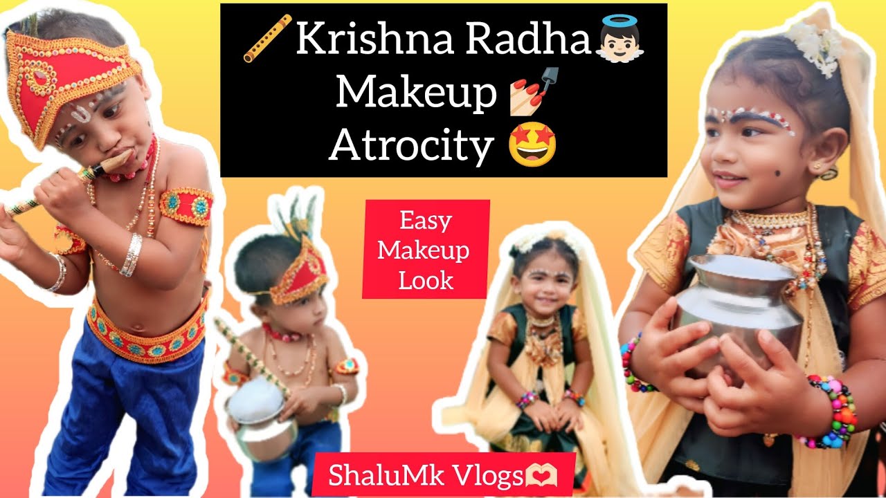 ✨ Krishna Radha Makeup for Kids| Easy Makeup Look | Krishna Radha Atrocity | Fun Vlog✨ 
