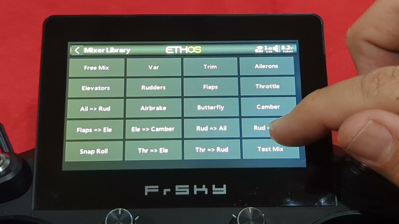 How to set up a knife edge mix in the FrSky Ethos operating system.