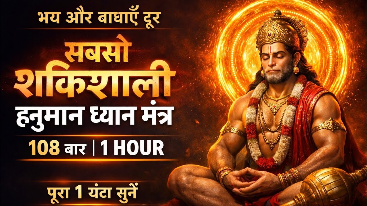 Most Powerful Hanuman Dhyan Mantra | Protection & Shatru Nash | Peace & Strength | 1 Hour-108 Times✨