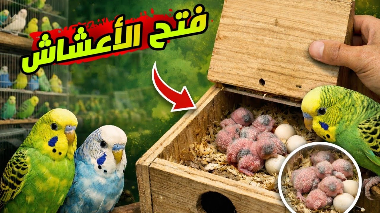 🔥 جولة داخل غرفة تربية طيور البادجي 🐦 | فتح الأعشاش  🐣
