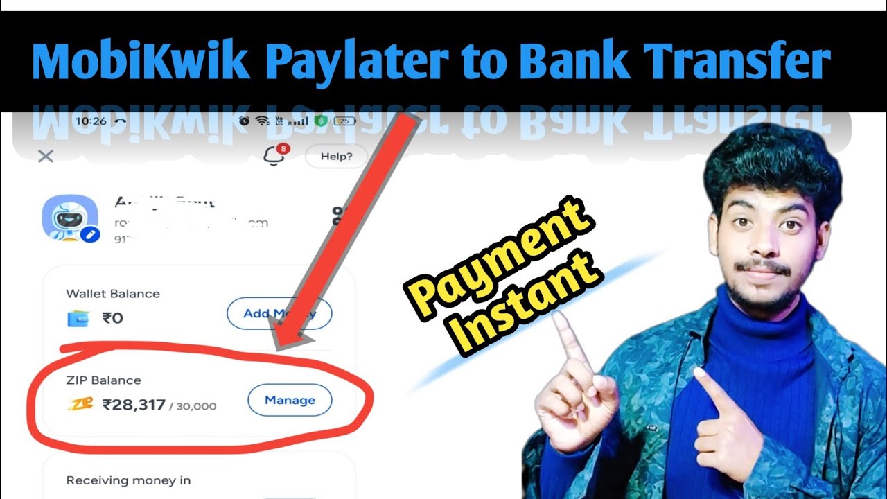 MobiKwik Zip to Bank account transfer