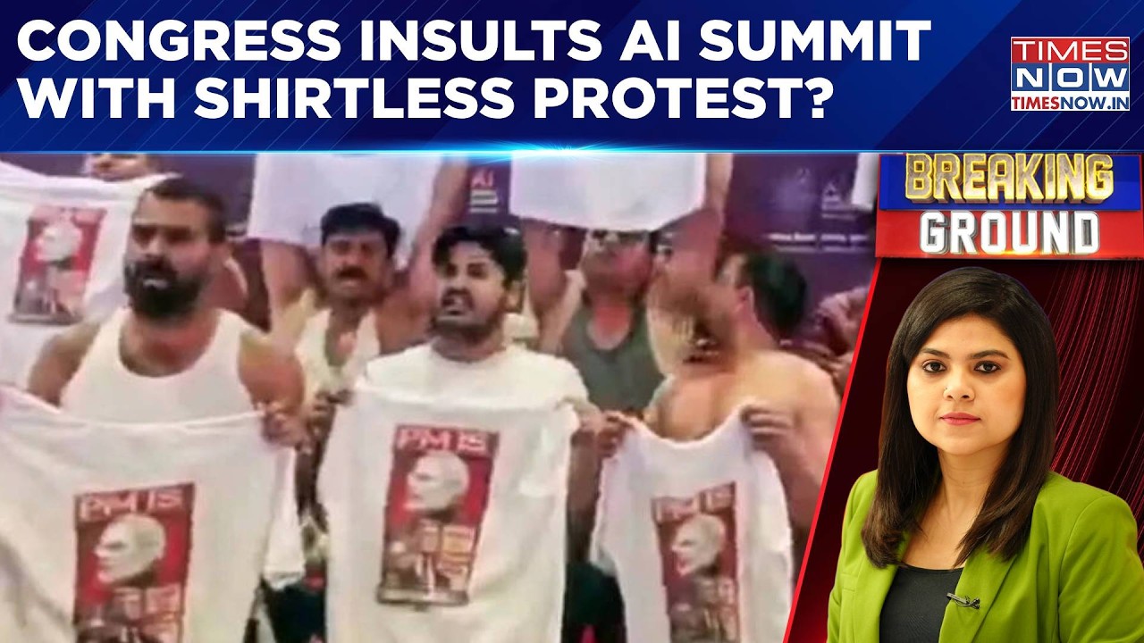 Congress Workers Stage Shirtless Protest At AI Summit Venue, BJP Slams 'Anti-India Stunt' | Debate