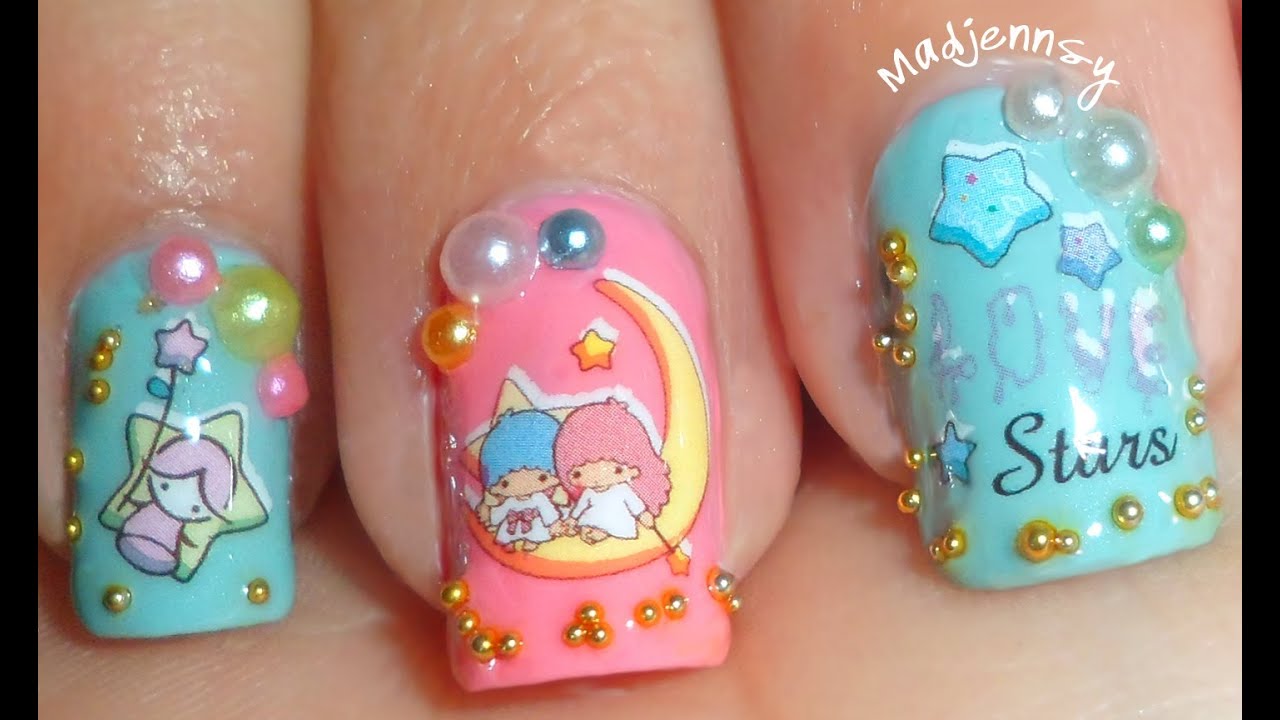 Little Twin Stars Japanese Style Nails - Bornprettystore.com Review + Tutorial