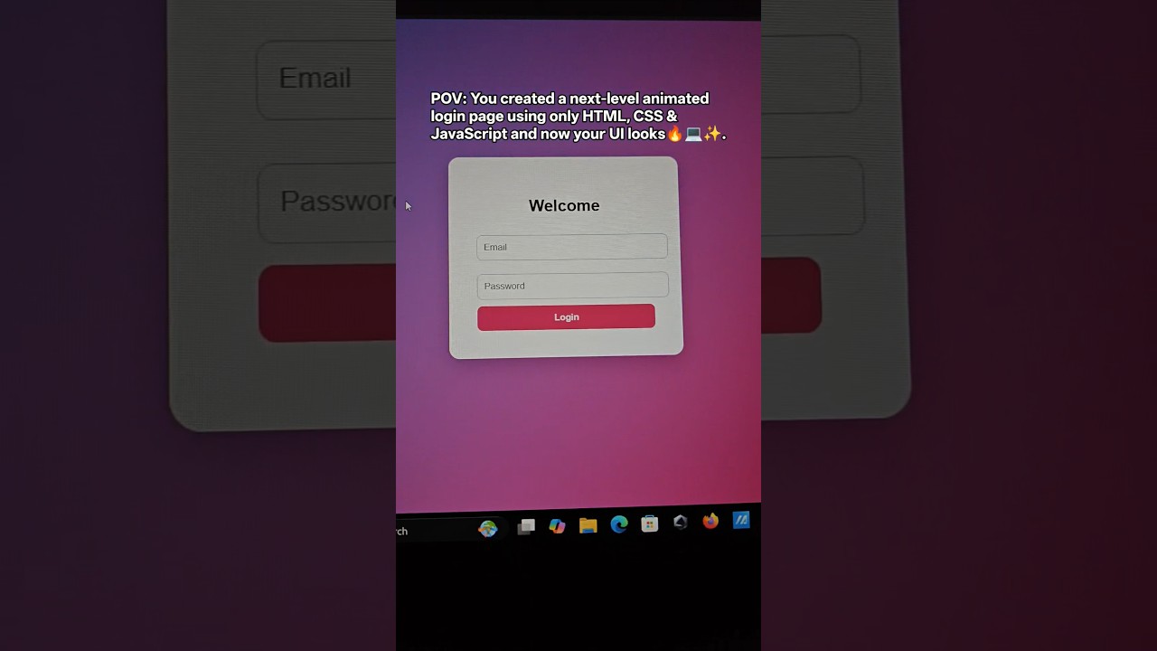 Modern Animated Login Page 🔥 | HTML CSS JavaScript Project | Next Level UI Design 😍 #shorts#html #js