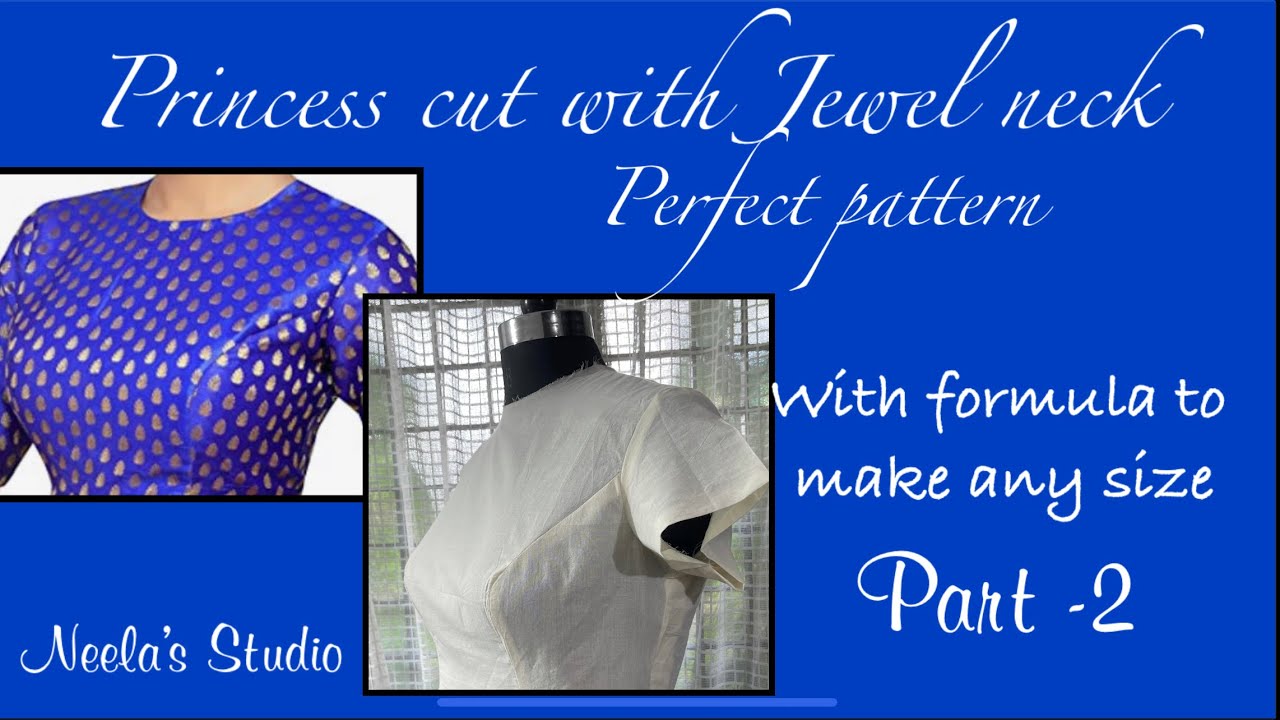 Jewel neck blouse with Princess dart-Part -2. Front drafting. Formula to make any size. #jewelneck