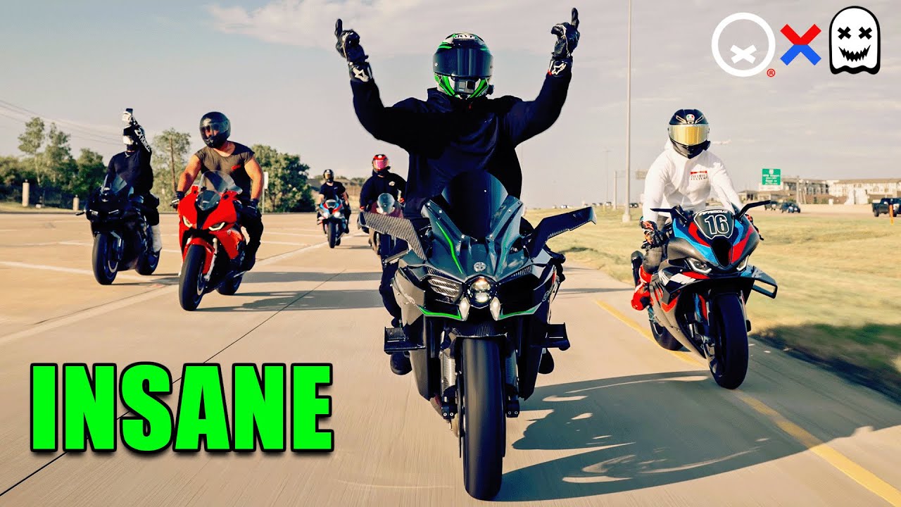 FAST SUPERBIKES CRASH BIGGEST TEXAS BIKE MEET 😈| Ninja H2, Fireblade, M1000rr, R1 | Quiet x Ghost
