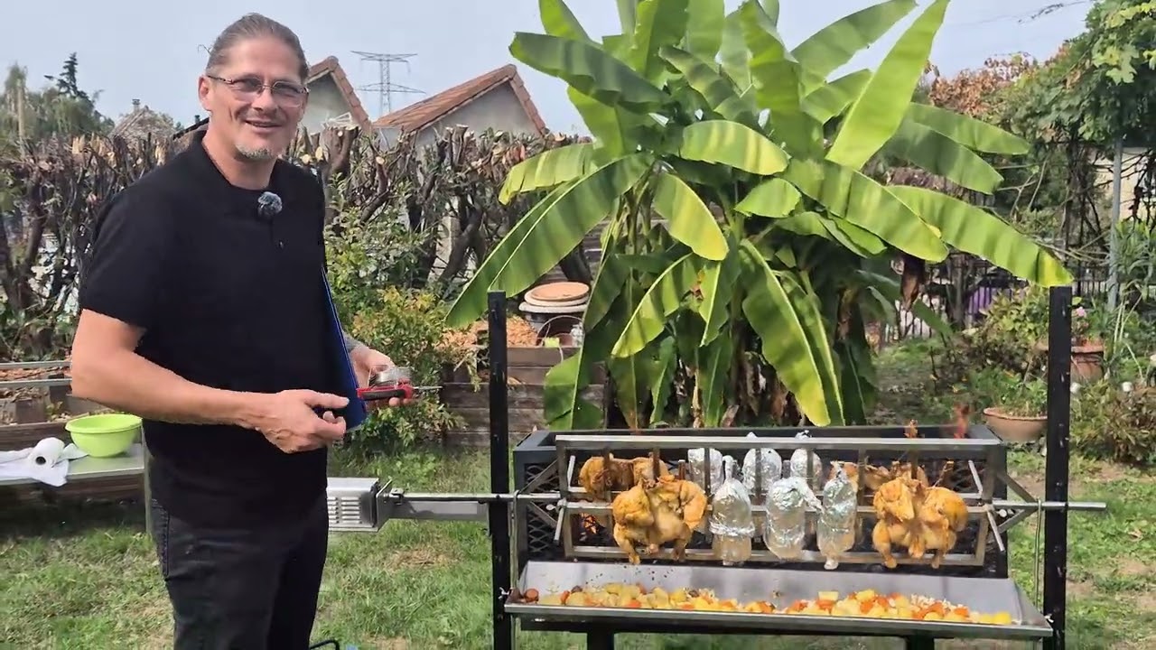 Cuisson au tournebroche vertical, au feu de bois : infos, astuces et conseils.